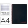 CUADERNO ESPIRAL LIDERPAPEL A4 MICRO WONDER TAPA PLASTICO 120H 90 GR CUADRO 5 MM 5 BANDAS 4 TALADROS COLOR NEGRO