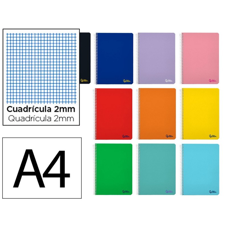 CUADERNO ESPIRAL LIDERPAPEL FOLIO SMART TAPA BLANDA 80H 75GR MILIMETRADO 2MM COLORES SURTIDOS