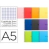 CUADERNO ESPIRAL LIDERPAPEL A5 CRAFTY TAPA FORRADA 80H 90 GR CUADRO 3 MM CON MARGEN COLORES SURTIDOS