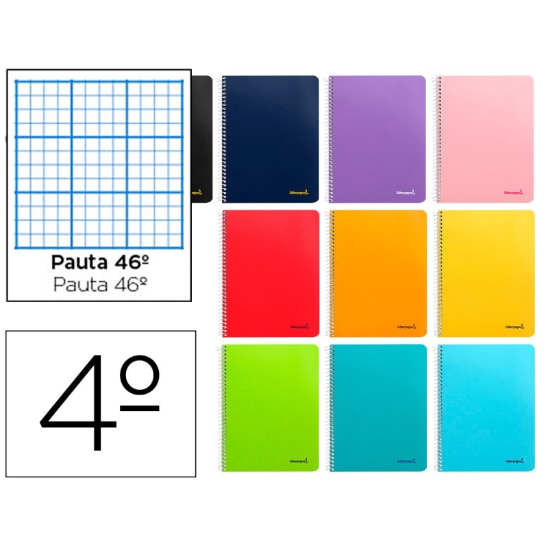 CUADERNO ESPIRAL LIDERPAPEL CUARTO SMART TAPA BLANDA 80H 60GR RAYADO N 46 COLORES SURTIDOS (PACK INDIVISIBLE  10 UDS)