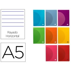 LIBRETA LIDERPAPEL 360 TAPA DE PLASTICO A5 48 HOJAS 90G/M2 HORIZONTAL CON MARGEN COLORES SURTIDOS