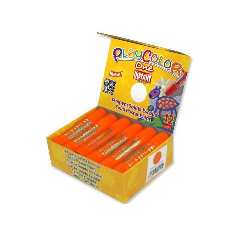 Témpera sólida Playcolor One - Color naranja - Caja 12 ud