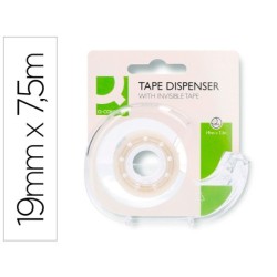 CINTA ADHESIVA Q-CONNECT INVISIBLE 7,5 MT X 19 MM CON PORTARROLLO EN BLISTER