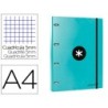 CARPETA CON RECAMBIO LIDERPAPEL ANTARTIK A4 CUADRO 5MM FORRADA 4 ANILLAS 25MM COLOR MENTA