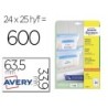 ETIQUETA ADHESIVA AVERY PARA CONGELADOR BLANCA 63,5X33,9 MM INK-JET LASER Y FOTOCOPIADORA PACK DE 600