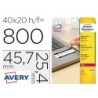 ETIQUETA ADHESIVA AVERY TAMAÑO 45,7X25,4 MM PERMANENTE LASER BLANCA CAJA DE 800 UNIDADES
