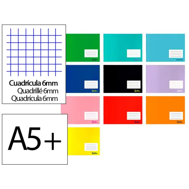 LIBRETA LIDERPAPEL SMART A5 PLUS APAISADO 32 HOJAS 75GR CUADRO 6 MM CON MARGEN COLORES SURTIDOS