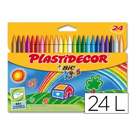 LAPICES CERA PLASTIDECOR CAJA DE 24 COLORES SURTIDOS