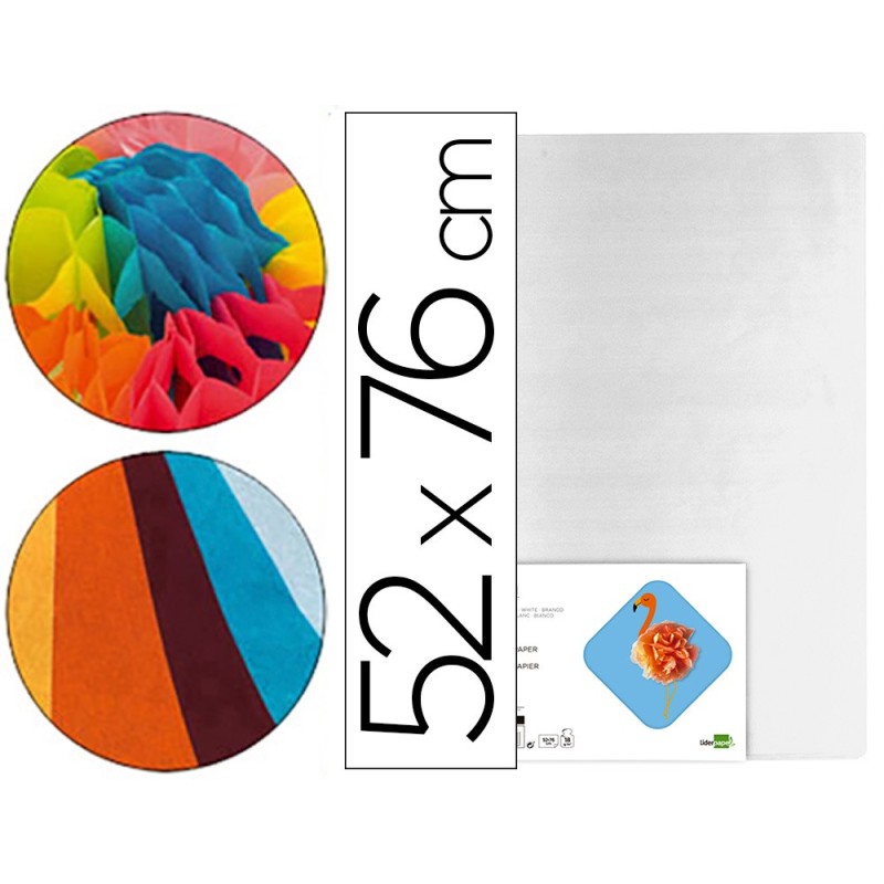 PAPEL SEDA LIDERPAPEL BLANCO 52X76 CM 18 GR -PAQUETE DE 25 HOJAS