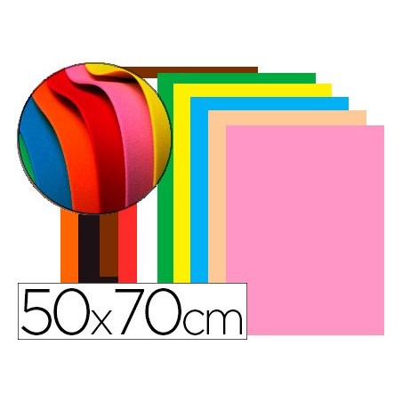 GOMA EVA LIDERPAPEL 50X70CM 60G/M2 ESPESOR 1,5MM COLORES SURTIDOS (PACK INDIVISIBLE 10 UDS)