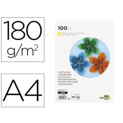 CARTULINA LIDERPAPEL A4 180G/M2 AMARILLO PAQUETE DE 100 HOJAS