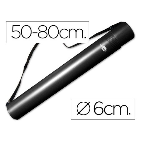 PORTAPLANOS PLASTICO LIDERPAPEL DIAMETRO 6 CM EXTENSIBLE HASTA 80 NEGRO