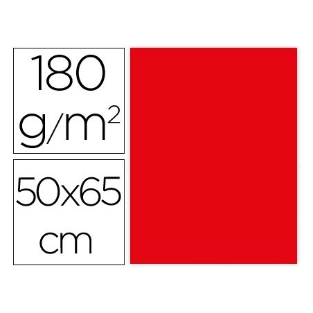 CARTULINA LIDERPAPEL 50X65 CM 180G/M2 ROJO PAQUETE DE 25