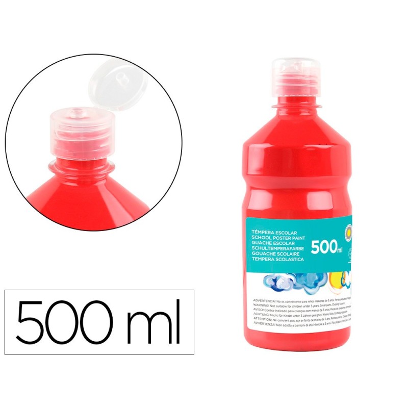 TEMPERA LIQUIDA LIDERPAPEL ESCOLAR 500 ML ROJO