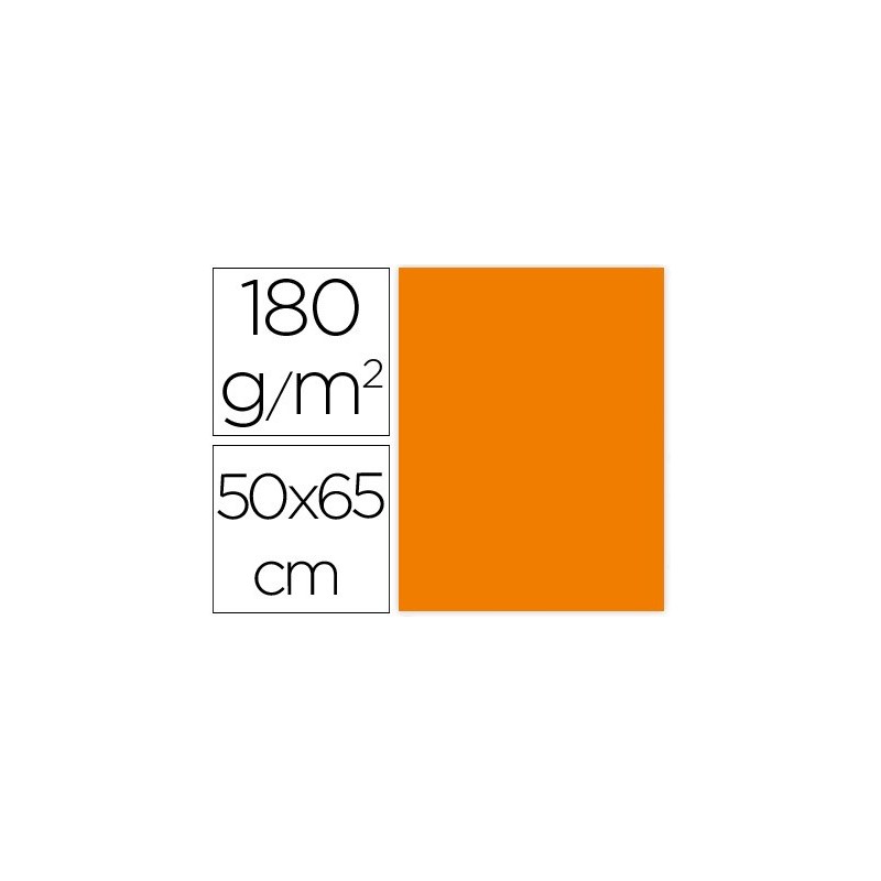 CARTULINA LIDERPAPEL 50X65 CM 180G/M2 NARANJA PAQUETE DE 25