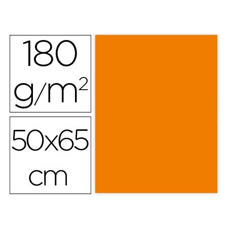 CARTULINA LIDERPAPEL 50X65 CM 180G/M2 NARANJA PAQUETE DE 25