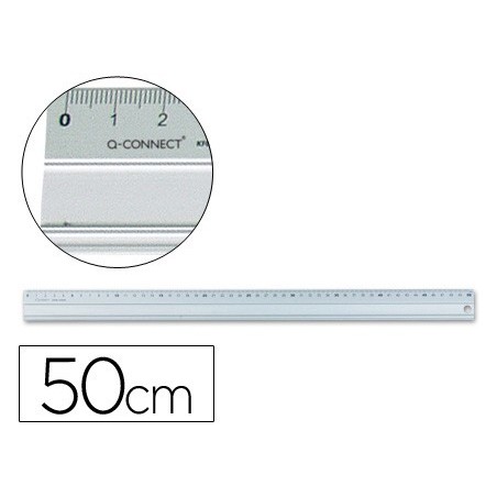 REGLA Q-CONNECT METALICA ALUMINIO 50 CM