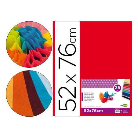 PAPEL SEDA LIDERPAPEL ROJO 52X76 CM 18 GR -PAQUETE DE 25 HOJAS