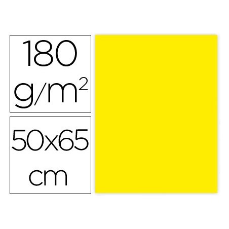 CARTULINA LIDERPAPEL 50X65 CM 180G/M2 AMARILLO LIMON PAQUETE DE 25
