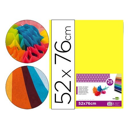 PAPEL SEDA LIDERPAPEL AMARILLO 52X76 CM 18 GR -PAQUETE DE 25 HOJAS