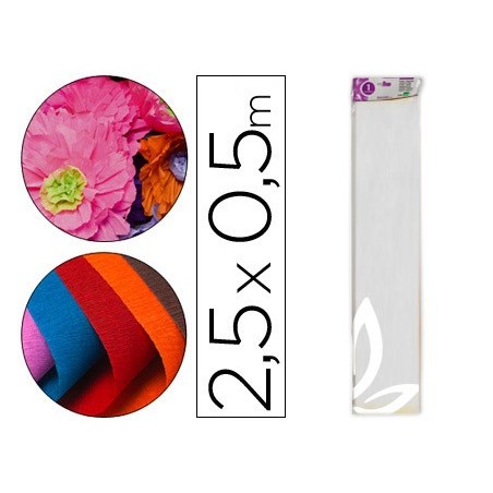 PAPEL CRESPON LIDERPAPEL 50 CM X 2.5M 34G/M2 BLANCO
