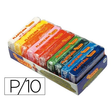 PLASTILINA JOVI -BANDEJA CON 10 PAQUETES COLORES SURTIDOS TAMAÑO PEQUEÑO