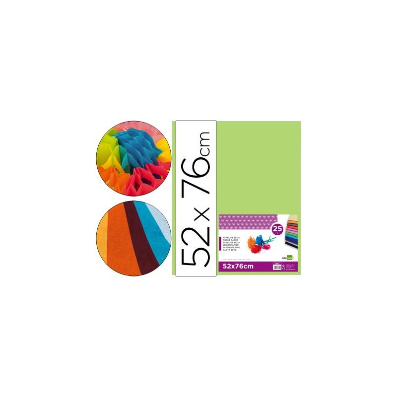PAPEL SEDA LIDERPAPEL VERDE MEDIO 52X76 CM 18 GR -PAQUETE DE 25 HOJAS