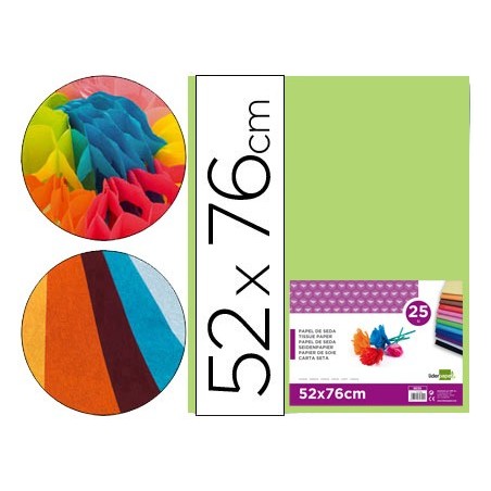 PAPEL SEDA LIDERPAPEL VERDE MEDIO 52X76 CM 18 GR -PAQUETE DE 25 HOJAS