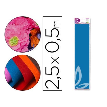 PAPEL CRESPON LIDERPAPEL 50 CM X 2.5M 34G/M2 AZUL