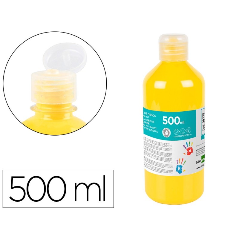 PINTURA DEDOS LIDERPAPEL BOTELLA DE 500 ML AMARILLO