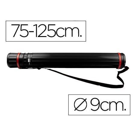 PORTAPLANOS PLASTICO LIDERPAPEL DIAMETRO 9 CM EXTENSIBLE HASTA 125 CM NEGRO