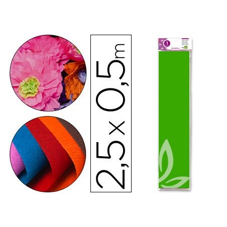PAPEL CRESPON LIDERPAPEL 50 CM X 2.5M 34G/M2 VERDE