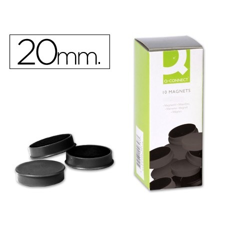 IMAN PARA SUJECCION Q-CONNECT IDEAL PARA PIZARRAS MAGNETICAS 20 MM NEGRO CAJA DE 10 UNIDADES