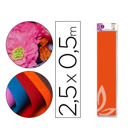 PAPEL CRESPON LIDERPAPEL 50 CM X 2.5M 34G/M2 NARANJA CLARO