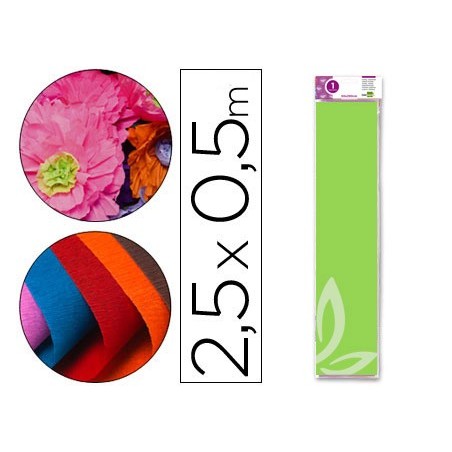 PAPEL CRESPON LIDERPAPEL 50 CM X 2.5M 34G/M2 VERDE CLARO