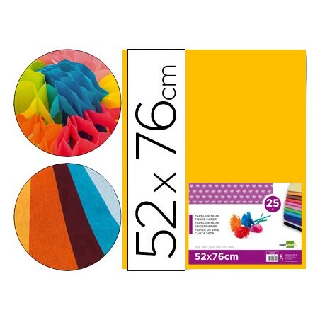 PAPEL SEDA LIDERPAPEL NARANJA 52X76 CM 18 GR -PAQUETE DE 25 HOJAS