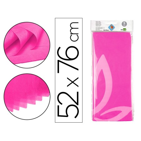 PAPEL SEDA LIDERPAPEL 52X76CM 18G/M2 BOLSA DE 5 HOJAS ROSA FUERTE