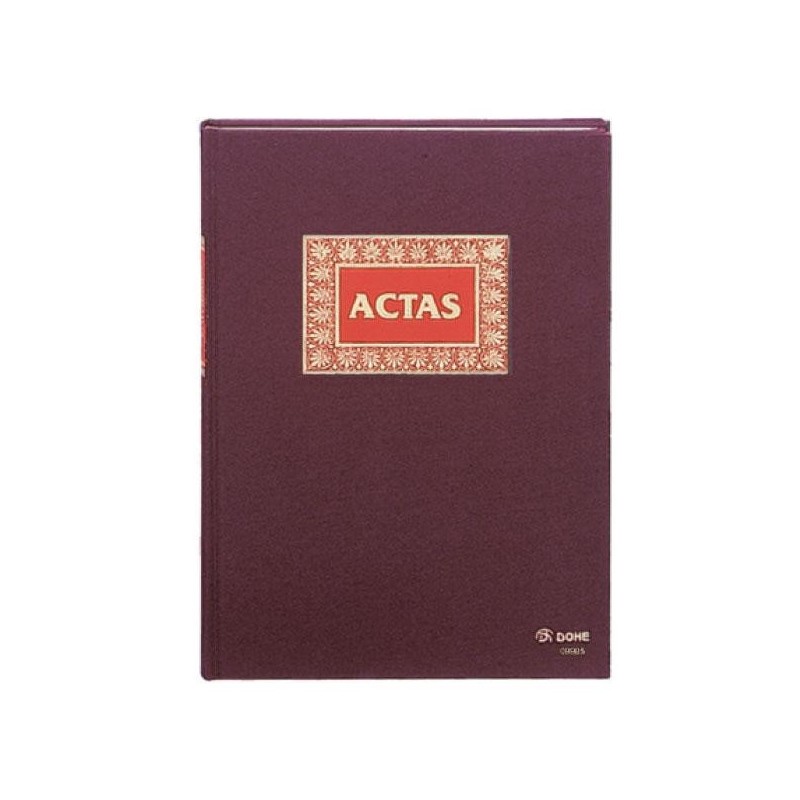 Libro actas Dohe - Folio natural - 100 g - 100 hojas - Color burdeos