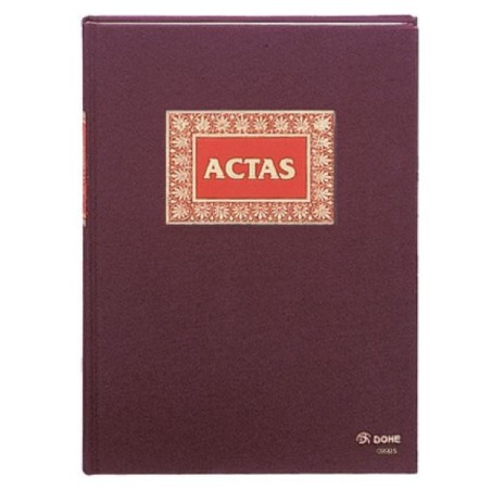 Libro actas Dohe - Folio natural - 100 g - 100 hojas - Color burdeos