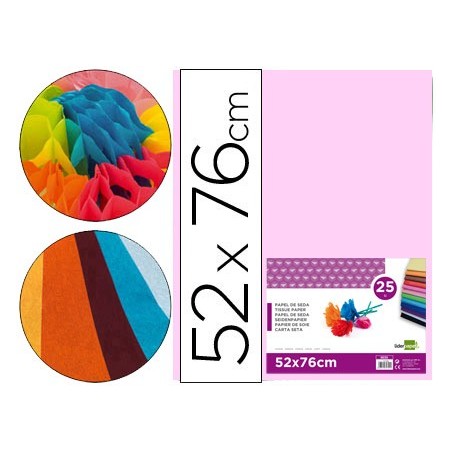 PAPEL SEDA LIDERPAPEL ROSA 52X76 CM 18 GR -PAQUETE DE 25 HOJAS