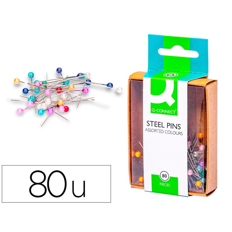 AGUJA SEÑALIZADORA Q-CONNECT CAJA DE 80 UNIDADES COLORES SURTIDOS