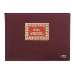 Libro entrada correspondencia Dohe - Folio apaisado - 100 g - 100 hojas - Color burdeos