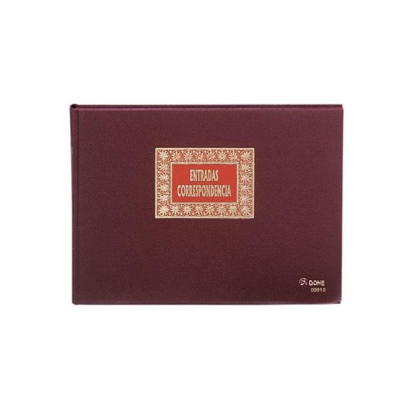 Libro entrada correspondencia Dohe - Folio apaisado - 100 g - 100 hojas - Color burdeos