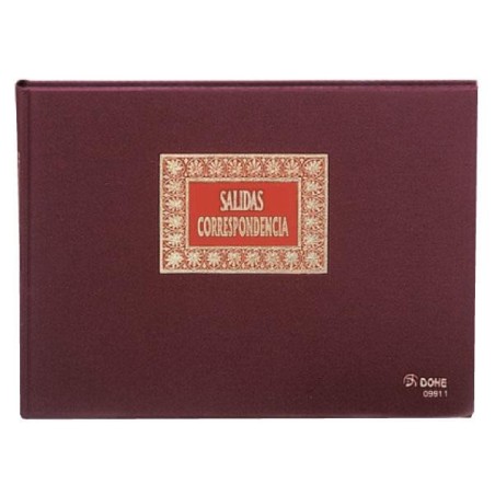 Libro salida correspondencia Dohe - Folio apaisado - 100 g - 100 hojas - Color burdeos