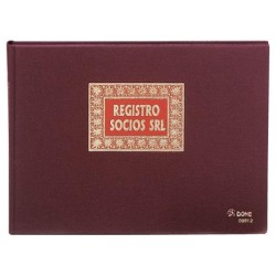 Libro registro de socios S.R.L Dohe - Folio apaisado - 100 g - 100 hojas - Color burdeos
