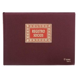 Libro registro de socios Dohe - Folio apaisado - 100 g - 100 hojas - Color burdeos