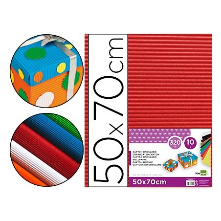 CARTON ONDULADO LIDERPAPEL 50 X 70CM 320G/M2 ROJO