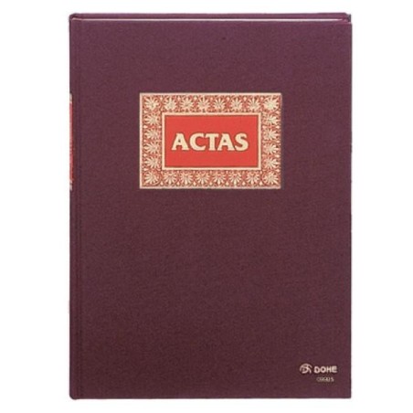 Libro actas Dohe - Folio natural - 100 g - 50 hojas - Color burdeos