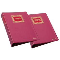 Libro actas con hojas intercambiables Dohe - A4 natural - 100 hojas - Color burdeos