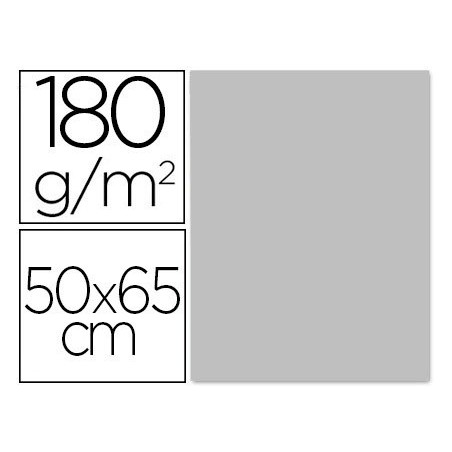 CARTULINA LIDERPAPEL 50X65 CM 180 GR GRIS PAQUETE DE 25